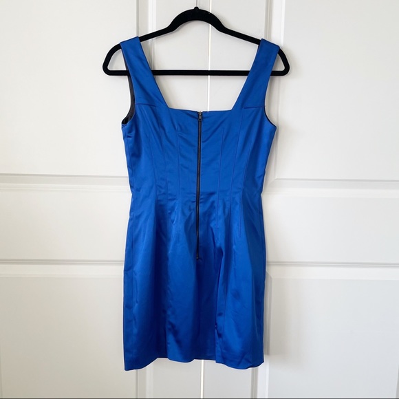 Jay Godfrey Royal Blue Satin Sleeveless Form Fitting Mini Dress Size 6 - Picture 8 of 8